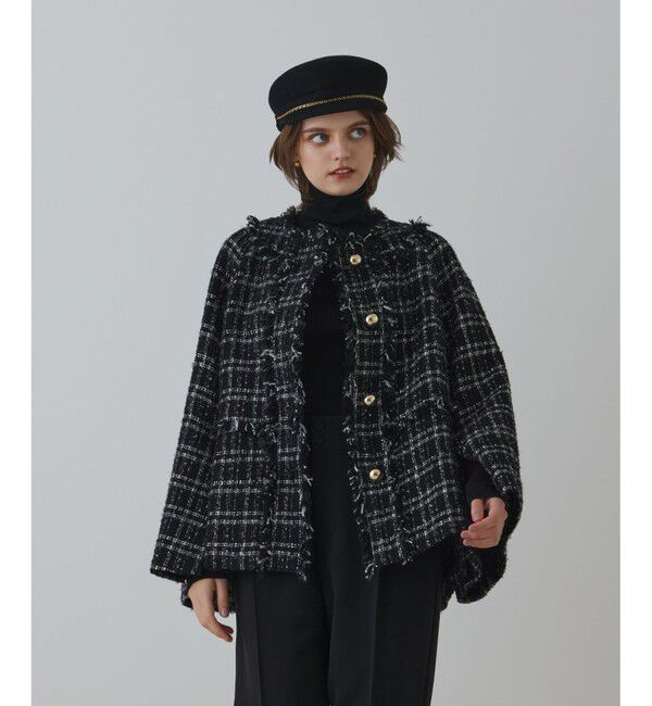 GRACE CONTINENTAL「フレアスリーブツイードジャケット」|ノーカラージャケット|