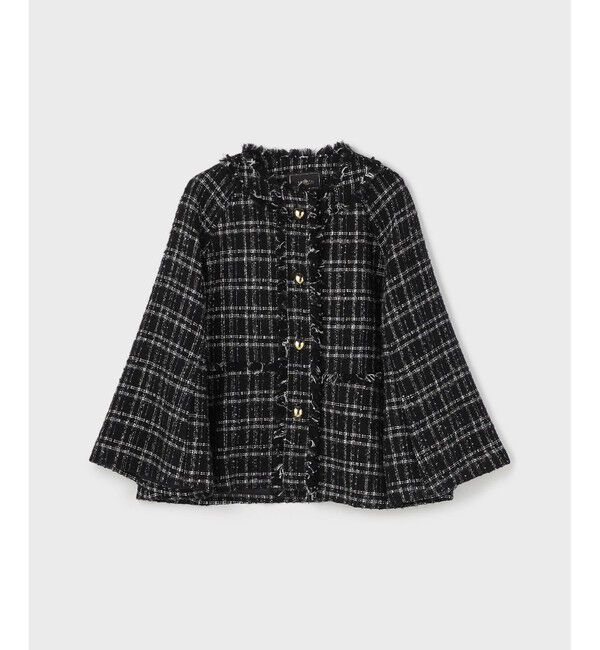 GRACE CONTINENTAL「フレアスリーブツイードジャケット」|ノーカラージャケット|