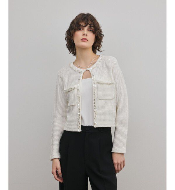 GRACE CONTINENTAL「ブレードツイードニットジャケット」|ノーカラージャケット|