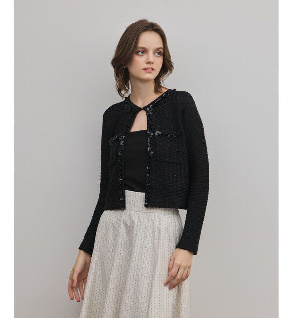 GRACE CONTINENTAL「ブレードツイードニットジャケット」|ノーカラージャケット|