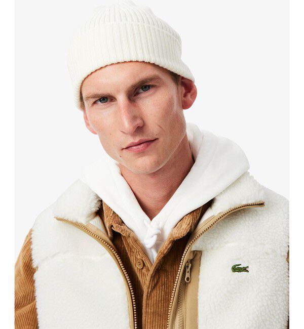 LACOSTE「スタンドカラー パイピング シェルパフリースベスト」|ベスト・ジレ|