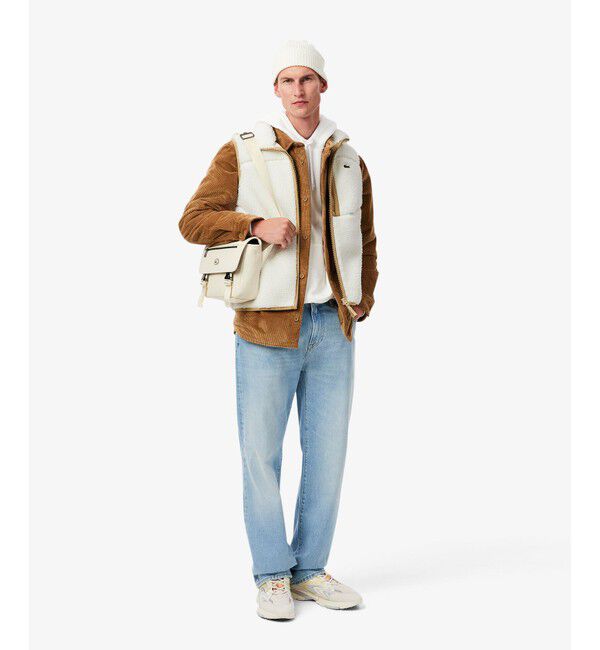 LACOSTE「スタンドカラー パイピング シェルパフリースベスト」|ベスト・ジレ|