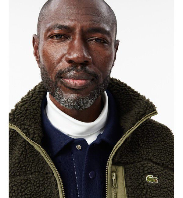 LACOSTE「スタンドカラー パイピング シェルパフリースベスト」|ベスト・ジレ|