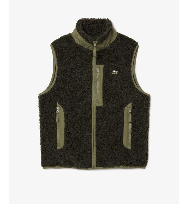 LACOSTE「スタンドカラー パイピング シェルパフリースベスト」|ベスト・ジレ|