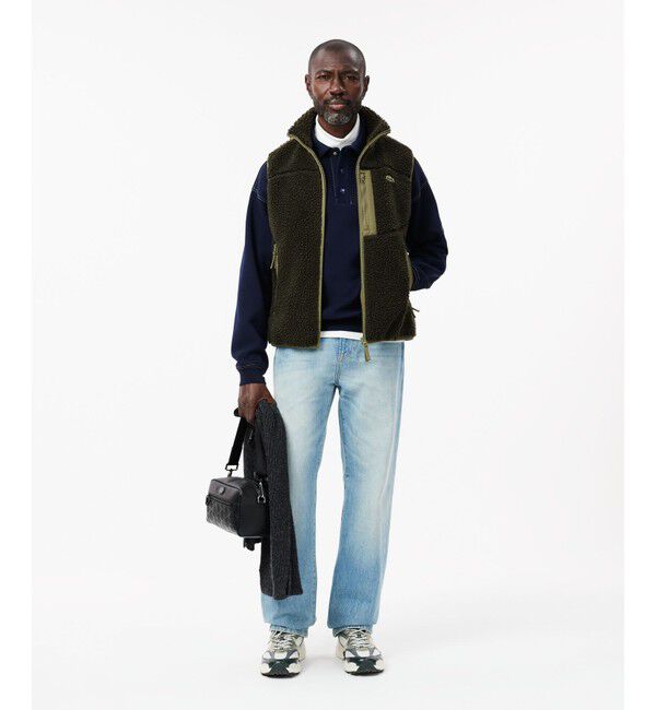 LACOSTE「スタンドカラー パイピング シェルパフリースベスト」|ベスト・ジレ|