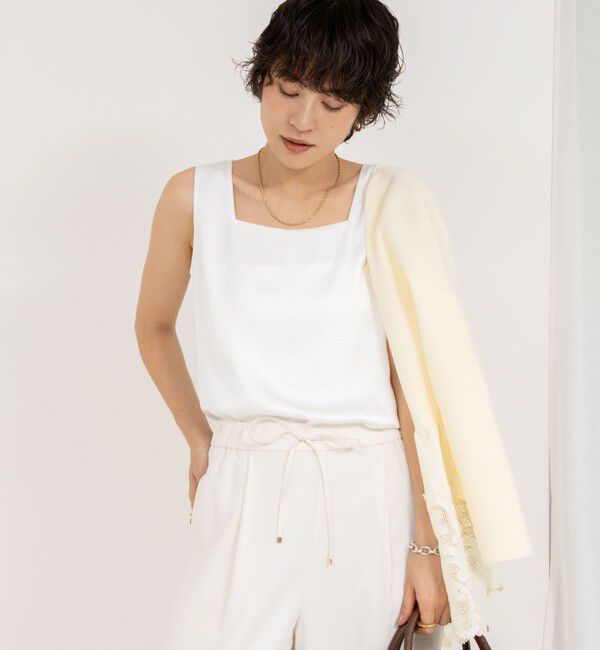 NOLLEY'S「《手洗い可能》サテン&times;ベア天2WAYタンクトップ」|タンクトップ|