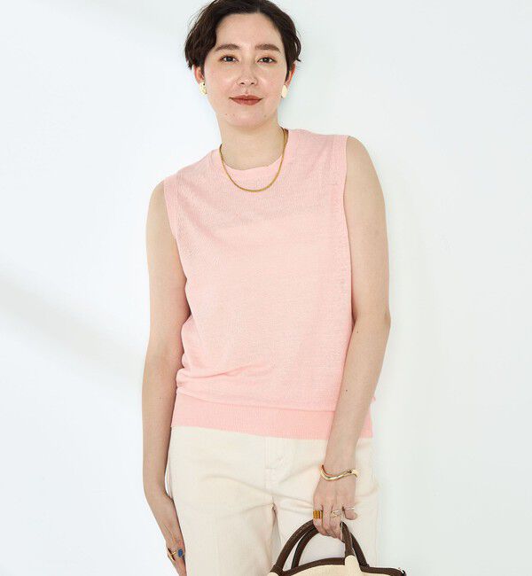 NOLLEY'S「《アンサンブル対応》《手洗い可能》フレンチリネンノースリーブプルオーバーニット」|ニット・セーター|