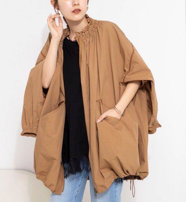 NOLLEY'S「【MARILYN MOON/マリリーンムーン】ウォッシャブルシャーリングギャザーブルゾン」|ブルゾン・スタジャン|キャメル