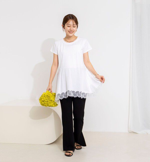 NOLLEY'S「【WEB限定】ウォッシャブルヘムレースカットソー」|Tシャツ・カットソー|