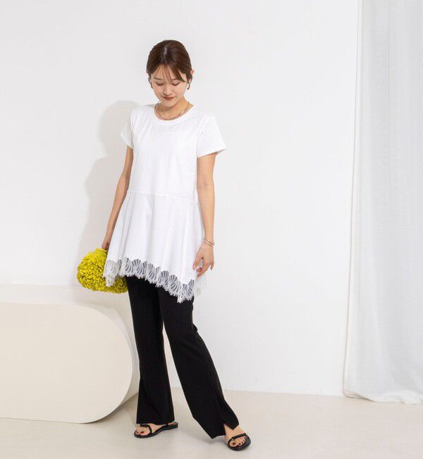 NOLLEY'S「【WEB限定】ウォッシャブルヘムレースカットソー」|Tシャツ・カットソー|