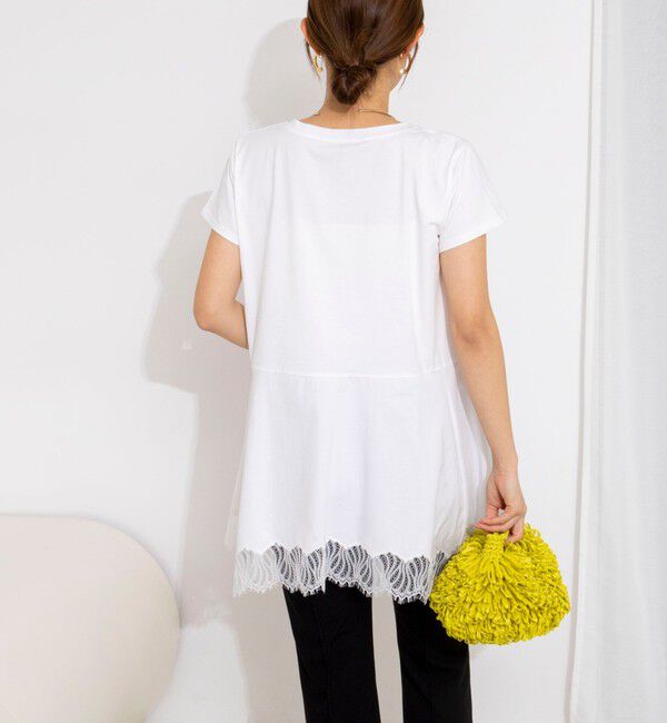 NOLLEY'S「【WEB限定】ウォッシャブルヘムレースカットソー」|Tシャツ・カットソー|