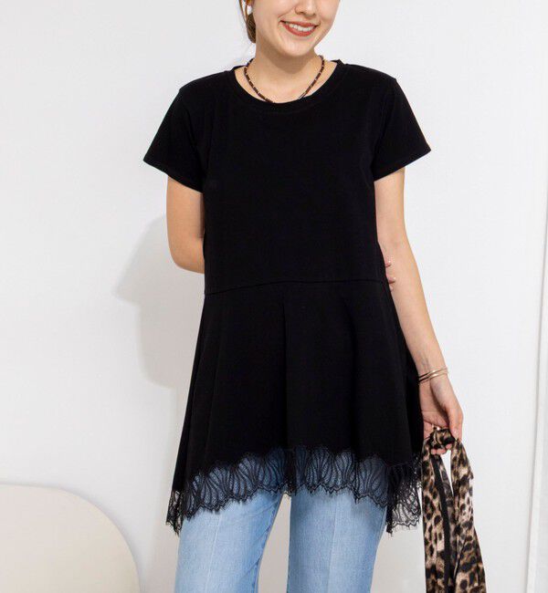 NOLLEY'S「【WEB限定】ウォッシャブルヘムレースカットソー」|Tシャツ・カットソー|