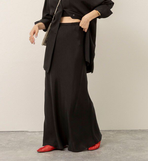 MAQWEL「《セットアップ対応》【MAQWEL/マクウェル】ウォッシャブルサテンスカート」|スカート|