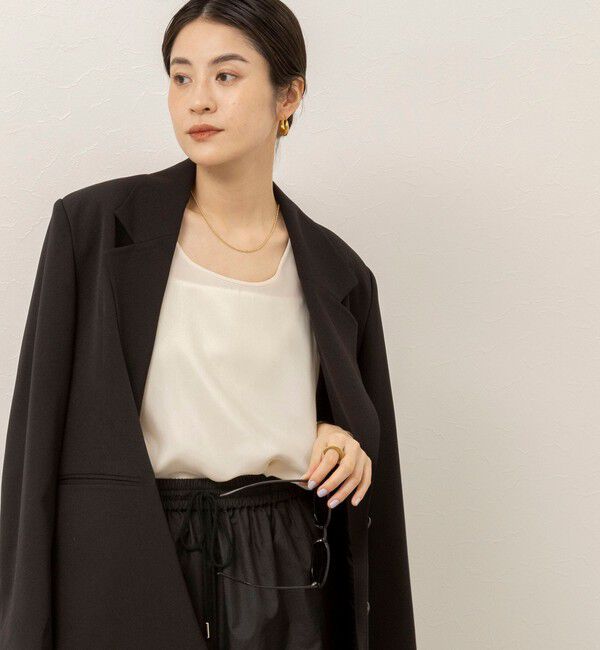 MAQWEL「《セットアップ対応》【MAQWEL/マクウェル】ウォッシャブルサテンノースリーブ」|シャツ・ブラウス|