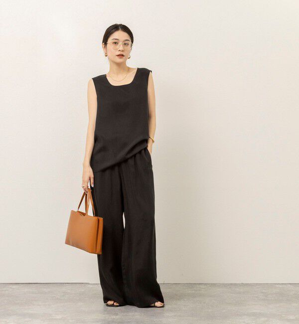 MAQWEL「《セットアップ対応》【MAQWEL/マクウェル】ウォッシャブルサテンノースリーブ」|シャツ・ブラウス|