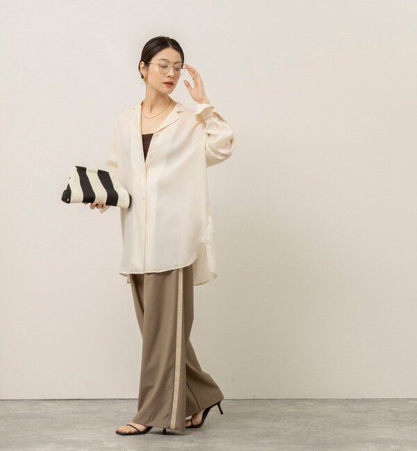 MAQWEL「《セットアップ対応》【MAQWEL/マクウェル】ウォッシャブルサテンシャツ」|シャツ・ブラウス|