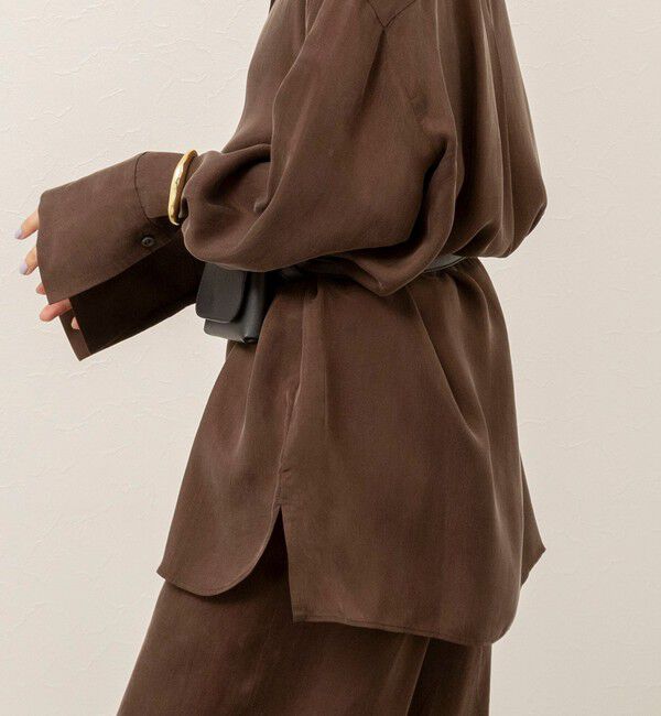 MAQWEL「《セットアップ対応》【MAQWEL/マクウェル】ウォッシャブルサテンシャツ」|シャツ・ブラウス|