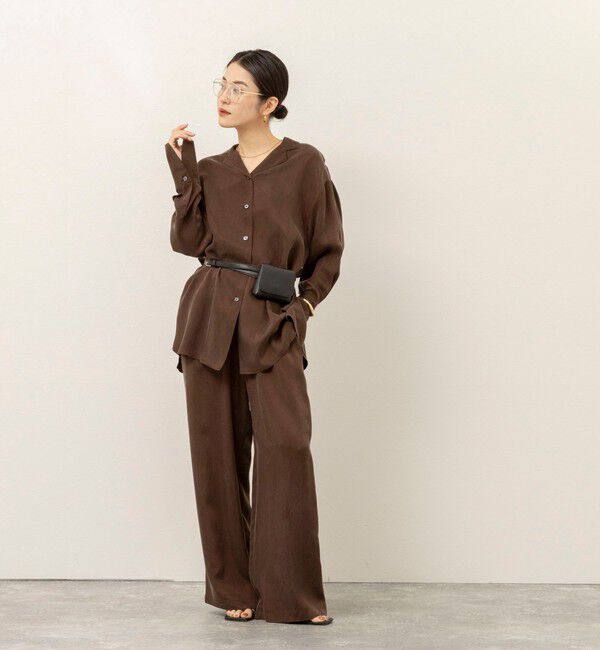 MAQWEL「《セットアップ対応》【MAQWEL/マクウェル】ウォッシャブルサテンシャツ」|シャツ・ブラウス|