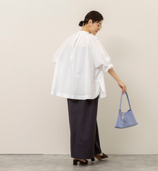 MAQWEL「【MAQWEL/マクウェル】ウォッシャブルバンドカラーラグランシャツ」|シャツ・ブラウス|