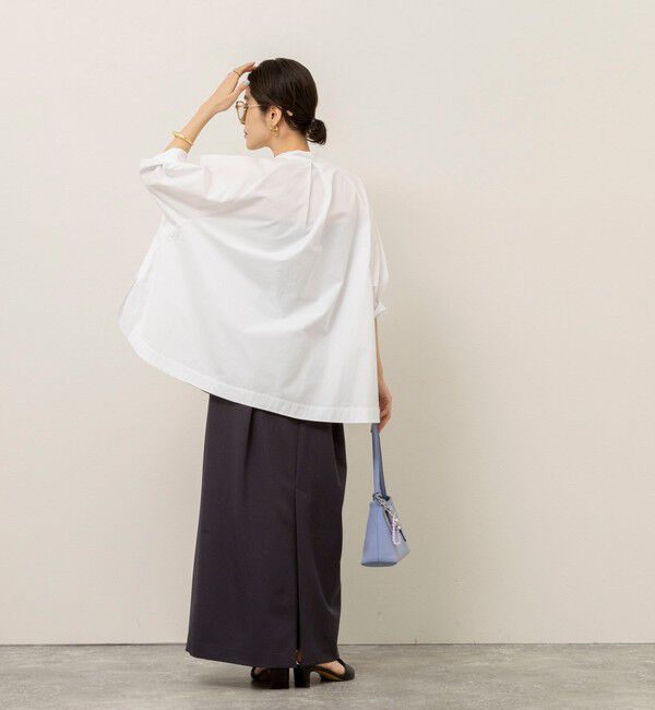 MAQWEL「【MAQWEL/マクウェル】ウォッシャブルバンドカラーラグランシャツ」|シャツ・ブラウス|