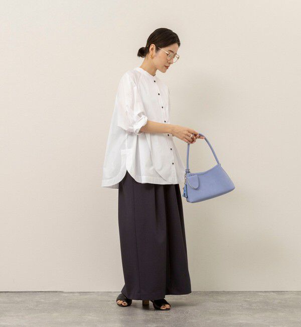 MAQWEL「【MAQWEL/マクウェル】ウォッシャブルバンドカラーラグランシャツ」|シャツ・ブラウス|