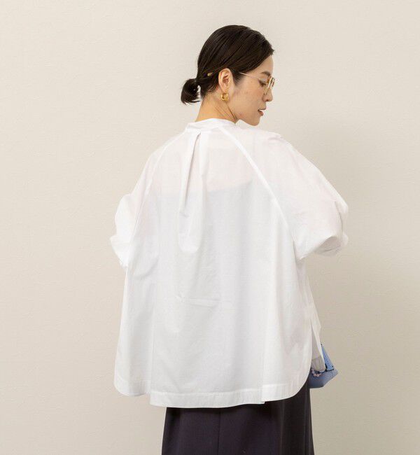 MAQWEL「【MAQWEL/マクウェル】ウォッシャブルバンドカラーラグランシャツ」|シャツ・ブラウス|