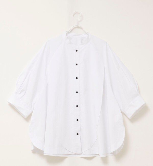 MAQWEL「【MAQWEL/マクウェル】ウォッシャブルバンドカラーラグランシャツ」|シャツ・ブラウス|