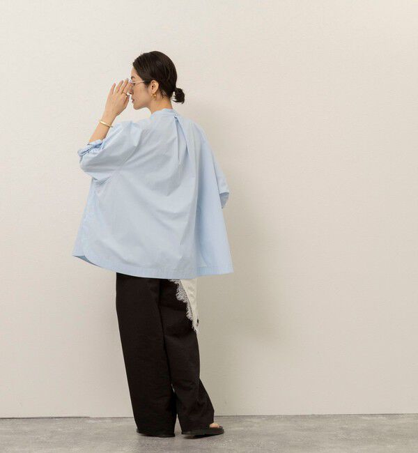 MAQWEL「【MAQWEL/マクウェル】ウォッシャブルバンドカラーラグランシャツ」|シャツ・ブラウス|