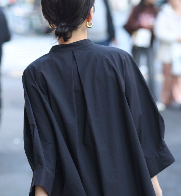 MAQWEL「【MAQWEL/マクウェル】ウォッシャブルバンドカラーラグランシャツ」|シャツ・ブラウス|