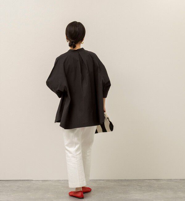 MAQWEL「【MAQWEL/マクウェル】ウォッシャブルバンドカラーラグランシャツ」|シャツ・ブラウス|