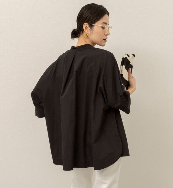 MAQWEL「【MAQWEL/マクウェル】ウォッシャブルバンドカラーラグランシャツ」|シャツ・ブラウス|