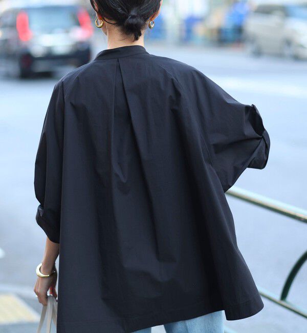 MAQWEL「【MAQWEL/マクウェル】ウォッシャブルバンドカラーラグランシャツ」|シャツ・ブラウス|