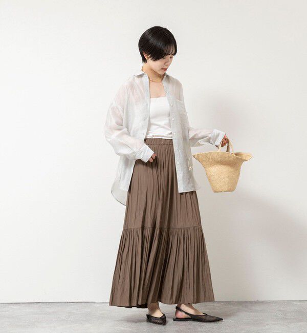 NOLLEY'S「ウォッシャブルカッセンギャザーマキシスカート」|フレア|