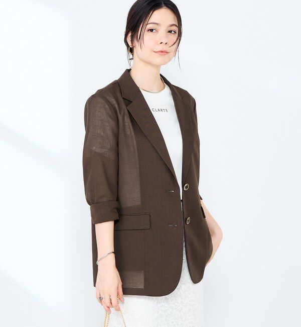 NOLLEY'S sophi「《セットアップ対応》ウォッシャブルリネンライクシアーボイルジャケット」|テーラードジャケット|