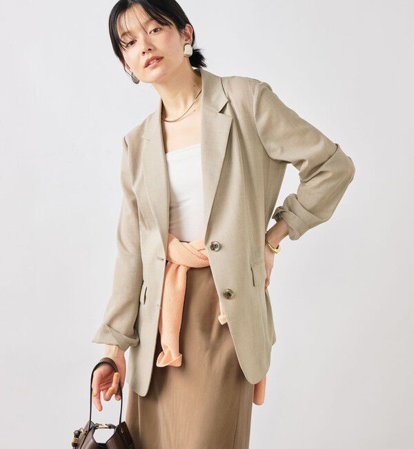 NOLLEY'S sophi「《セットアップ対応》ウォッシャブルリネンライクシアーボイルジャケット」|テーラードジャケット|ベージュ