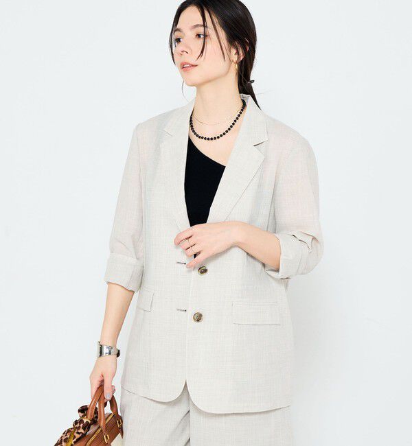 NOLLEY'S sophi「《セットアップ対応》ウォッシャブルリネンライクシアーボイルジャケット」|テーラードジャケット|