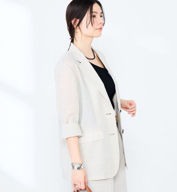 NOLLEY'S sophi「《セットアップ対応》ウォッシャブルリネンライクシアーボイルジャケット」|テーラードジャケット|