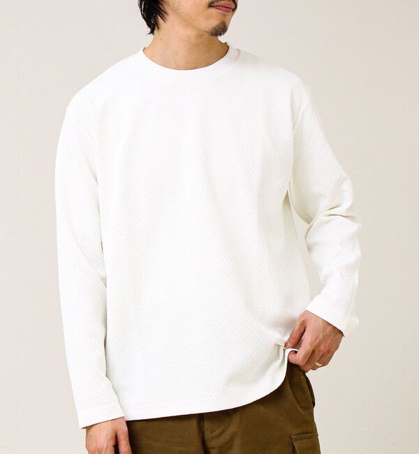 GLOSTER「【素材で魅せる】フクレリンクスジャガードロンT」|Tシャツ・カットソー|ホワイト