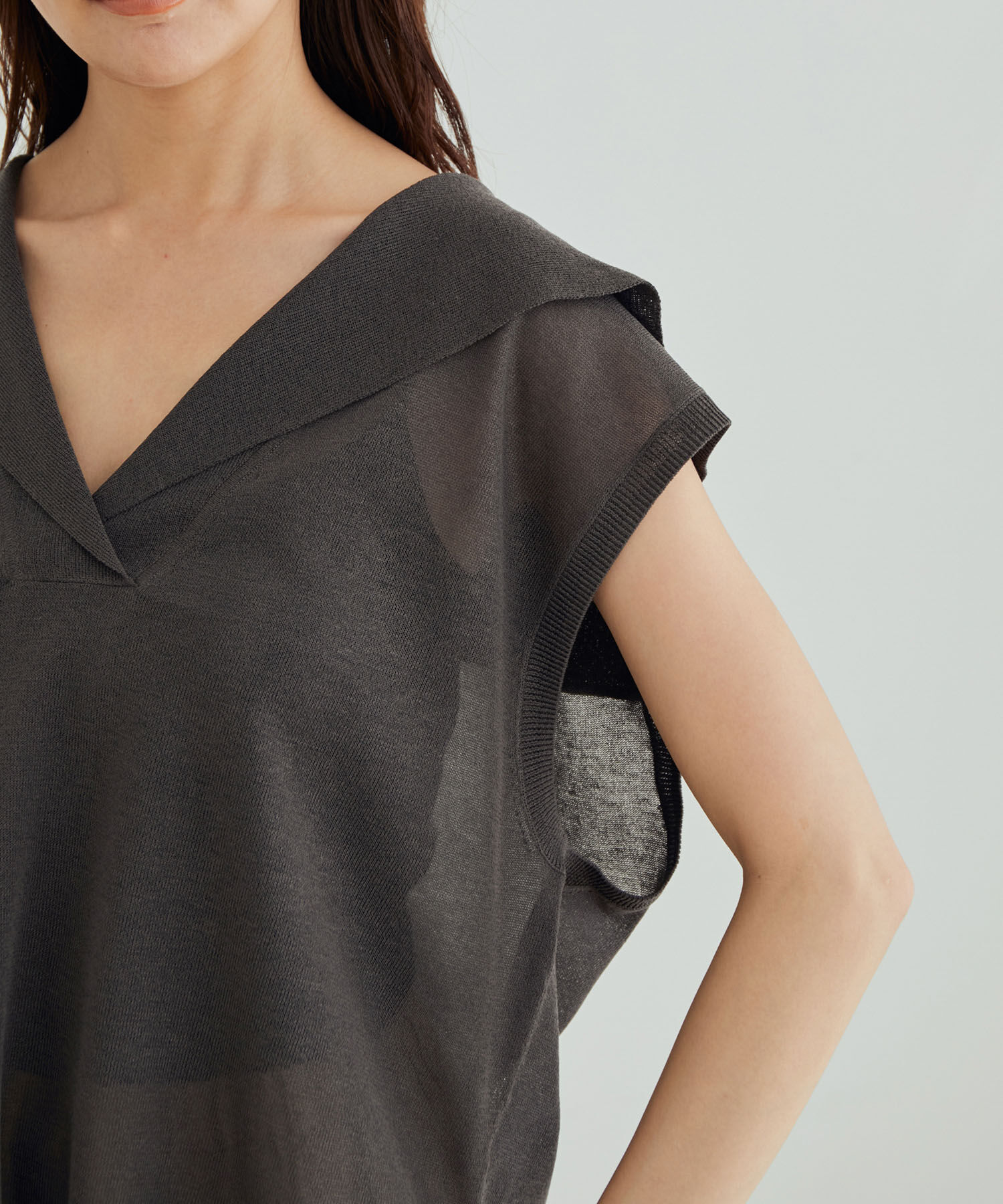 SALON adam et rope'「【セットアップ対応】セーラーカラーシアーベスト」|ベスト・ジレ|