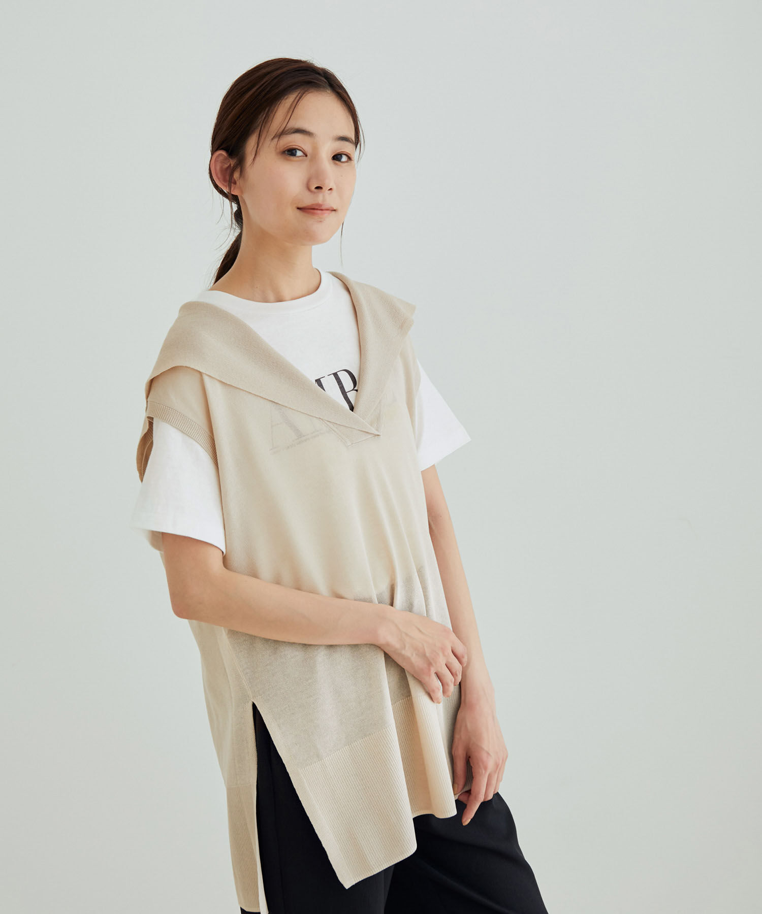 SALON adam et rope'「【セットアップ対応】セーラーカラーシアーベスト」|ベスト・ジレ|