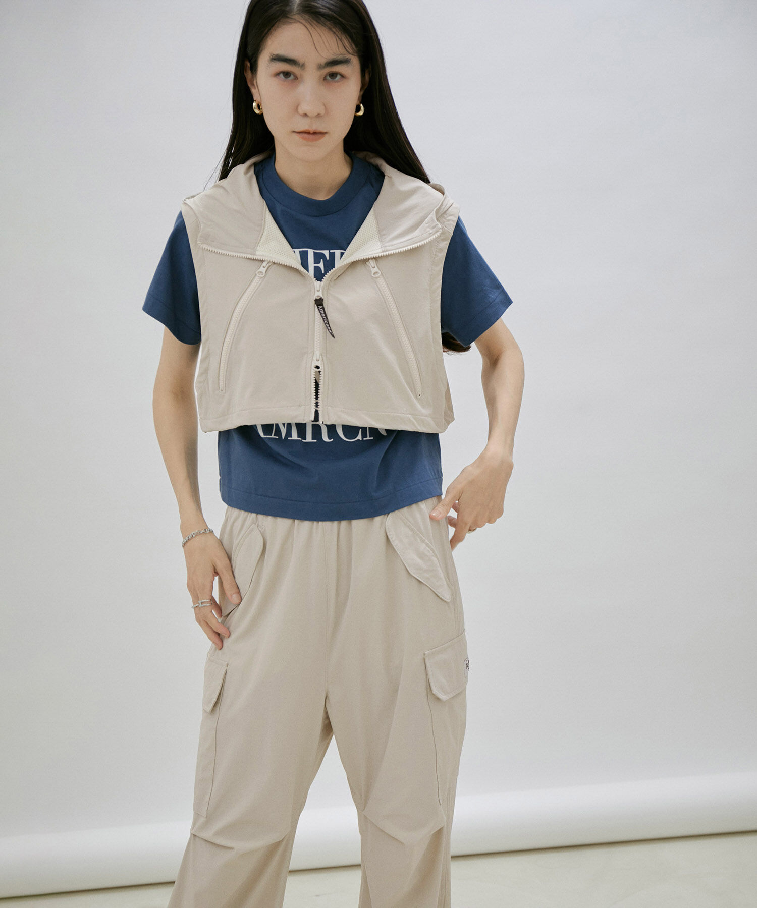 SALON adam et rope'「【Americana for SALON】[撥水機能付き]別注フード付きクロップドベスト」|ベスト・ジレ|