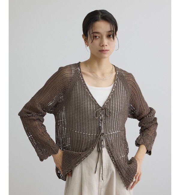 SALON adam et rope'「クロシェニットカーディガン」|カーディガン|ブラウン系(23)