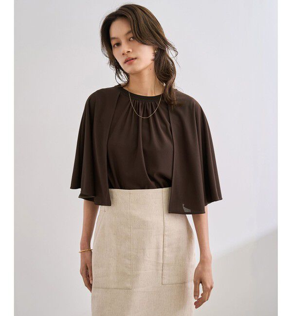 ROPE「【洗える】ケープスリーブ リンキングブラウス」|シャツ・ブラウス|