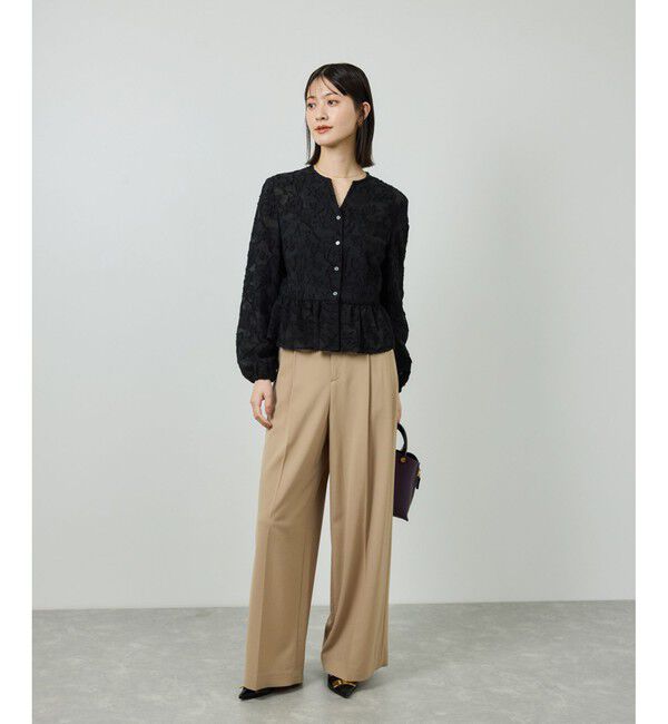 ROPE「ペプラムジャガードブラウス/イージーケア」|シャツ・ブラウス|