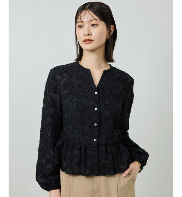 ROPE「ペプラムジャガードブラウス/イージーケア」|シャツ・ブラウス|