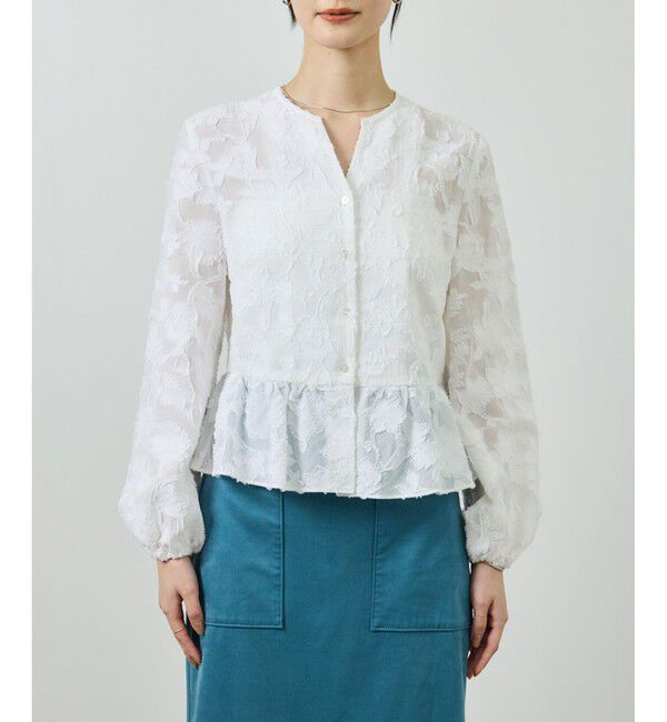 ROPE「ペプラムジャガードブラウス/イージーケア」|シャツ・ブラウス|