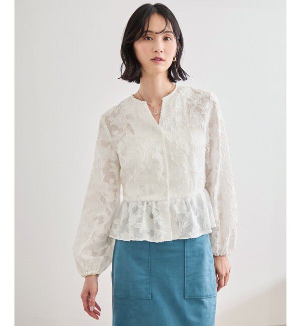ROPE「ペプラムジャガードブラウス/イージーケア」|シャツ・ブラウス|