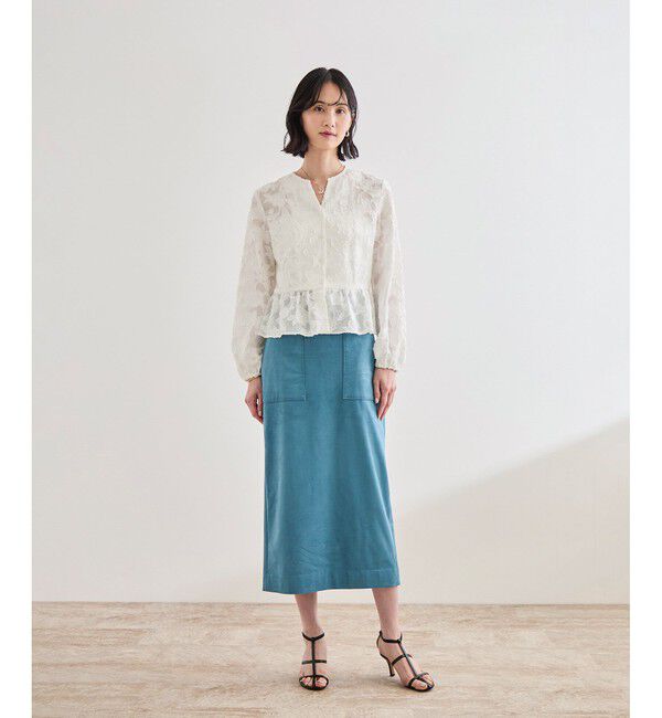 ROPE「ペプラムジャガードブラウス/イージーケア」|シャツ・ブラウス|