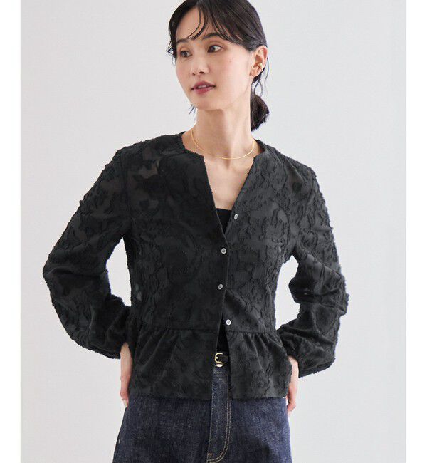 ROPE「ペプラムジャガードブラウス/イージーケア」|シャツ・ブラウス|