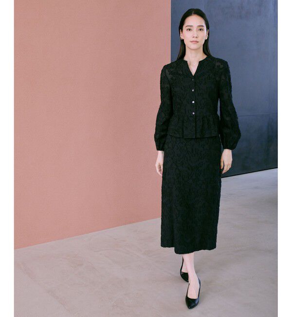 ROPE「ペプラムジャガードブラウス/イージーケア」|シャツ・ブラウス|